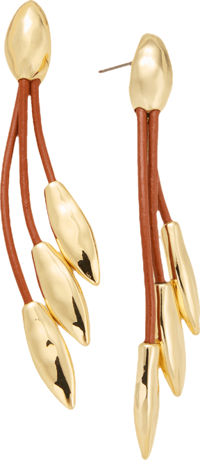 Gold-Tone Leather Tassel Drop Earrings, Macy's Exclusive