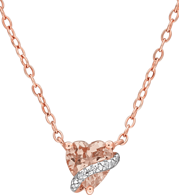 Gemstone Heart-Shaped Pendant Necklace in Rose Gold-Plated Sterling Silver, 18"