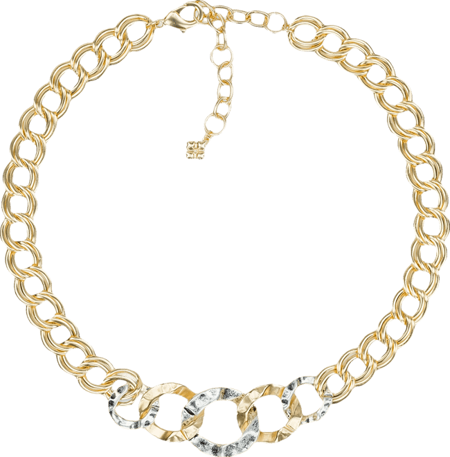 Two-Tone Hammered Link Necklace