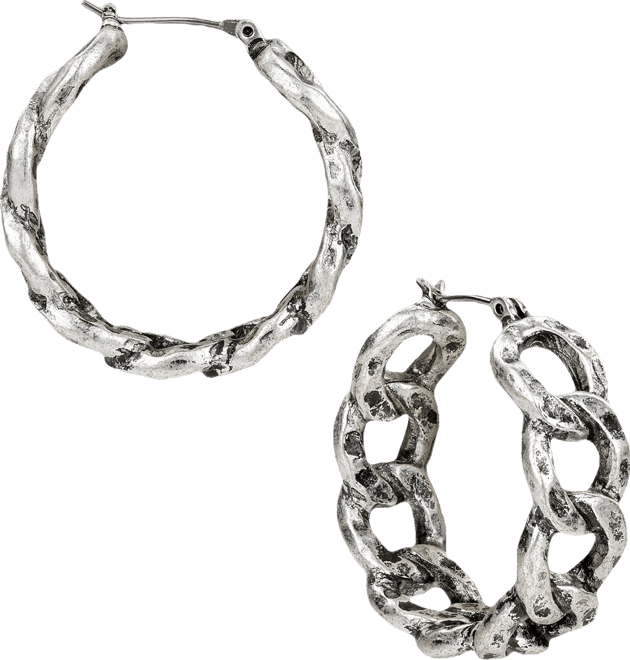 Matte Hammered Link Hoop Earrings