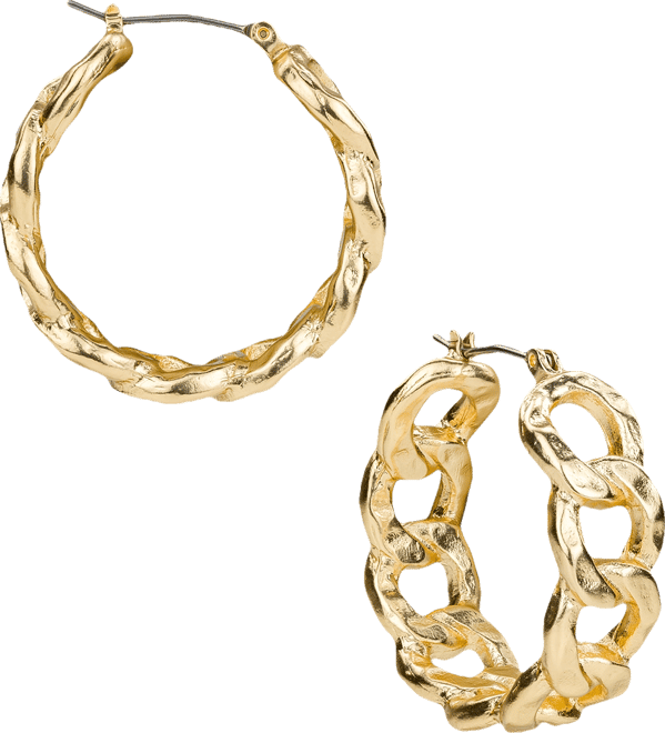 Matte Hammered Link Hoop Earrings