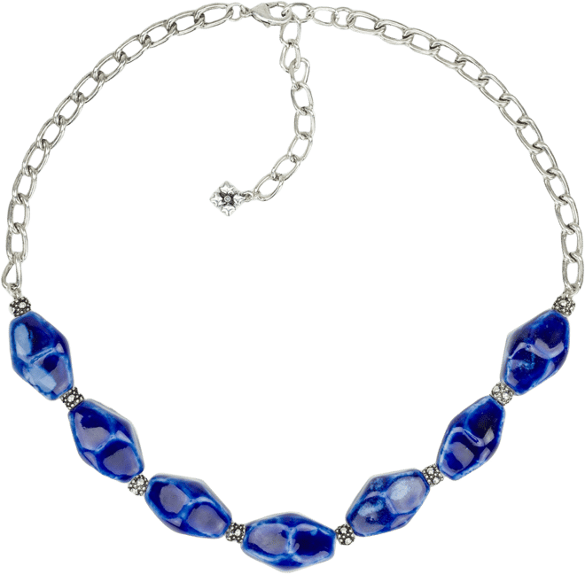 Short Blue Ceramic Bead Necklace