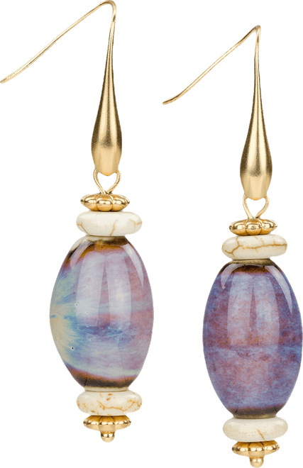 Teal Ceramic Bead Drop Earrings