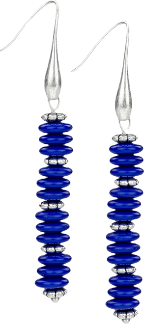 Blue Ceramic Bead Stem Earrings