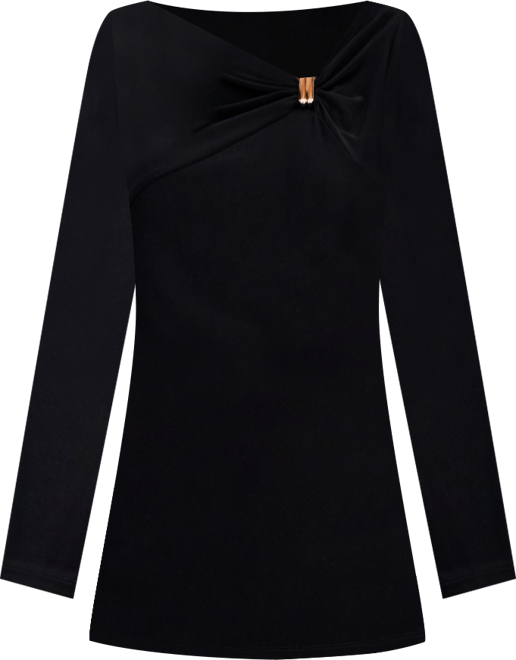 Anne Klein Petite Embellished-Neck 3/4-Sleeve Knit Top