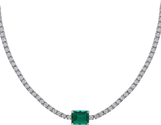 Lab-Created Gemstone (3 ct. t.w.) & Lab-Created White Sapphire (12-7/8 ct. t.w.) 17" Collar Necklace in Sterling Silver