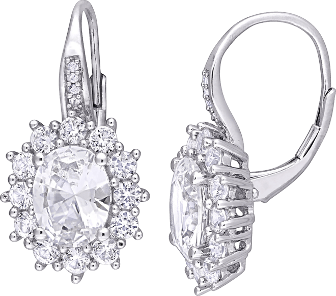 Lab-Created Gemstone & Diamond Accent Drop Earrings in Sterling Silver