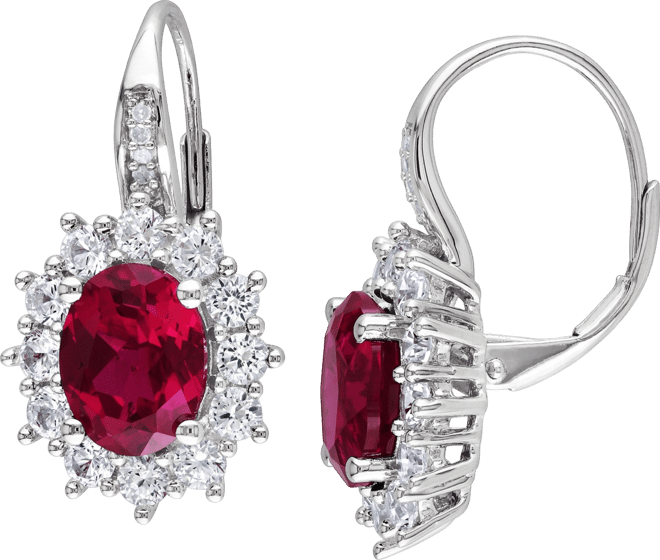 Lab-Created Gemstone & Diamond Accent Drop Earrings in Sterling Silver