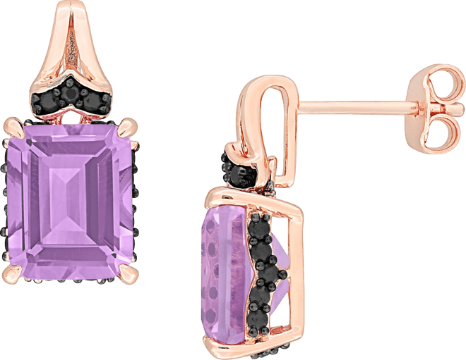 Gemstone & Black Sapphire (3/8 ct. t.w.) Drop Earrings in 18k Rose Gold-Plated Sterling Silver (also in Blue Topaz)