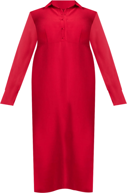 Women's Plus Size Collared Maxi Shirt Dress