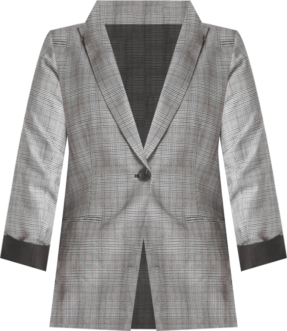 Women's One-Button Oversize Plaid Boyfriend Blazer