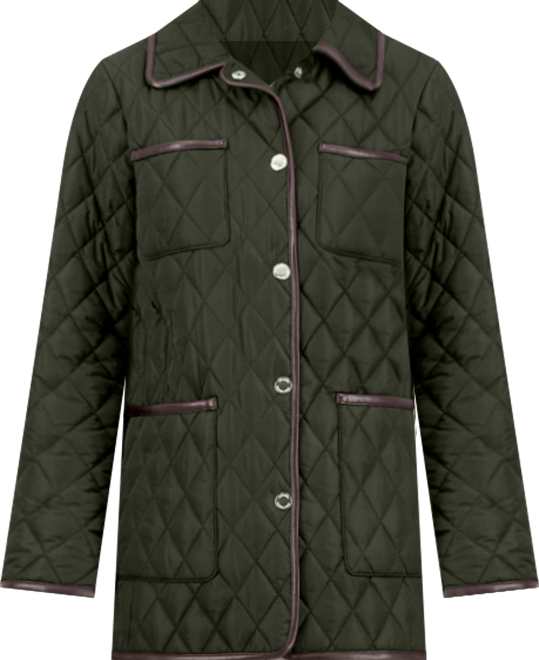 Michael  Women's Faux-Leather-Trim Quilted Coat, Exclusively at Macy's
