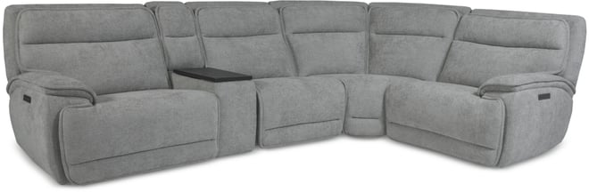 Ozryn 5-Pc. Fabric Sectional with Console and 2 Power Motion Chairs, Exclusively at Macy's