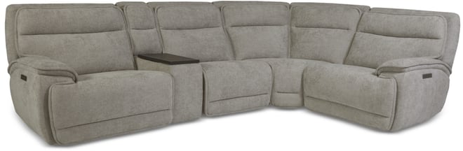 Ozryn 5-Pc. Fabric Sectional with Console and 2 Power Motion Chairs, Exclusively at Macy's