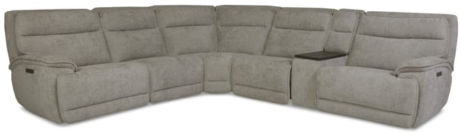 Ozryn 6-Pc. Fabric Sectional with Console and 2 Power Motion Chairs, Exclusively at Macy's