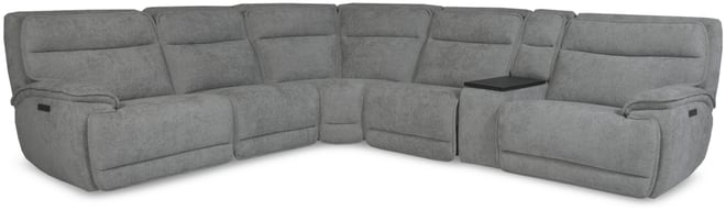 Ozryn 6-Pc. Fabric Sectional with Console and 3 Power Motion Chairs, Exclusively at Macy's