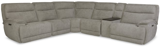 Ozryn 6-Pc. Fabric Sectional with Console and 3 Power Motion Chairs, Exclusively at Macy's