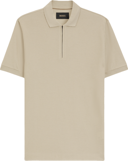 Boss by  Men's Zip Placket Structured-Cotton Polo Shirt