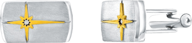 Stainless Steel, Rectangle North Star Cz Cuff Links