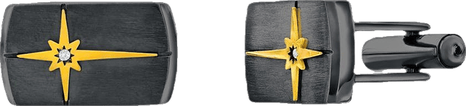 Stainless Steel, Rectangle North Star Cz Cuff Links