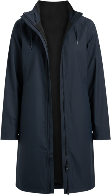 Women's Long Zip-Front Hooded Rain Coat