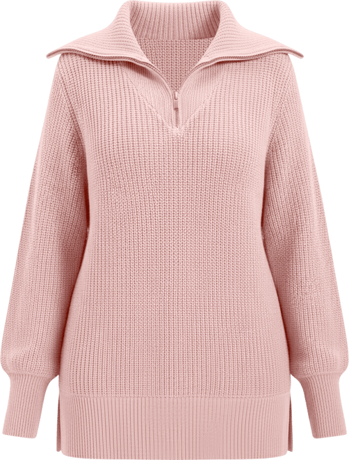 June + Vie Women's Plus Size Half-Zip Sweater