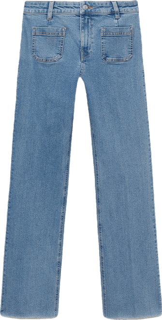 Women's Pockets Flared Cropped Jeans