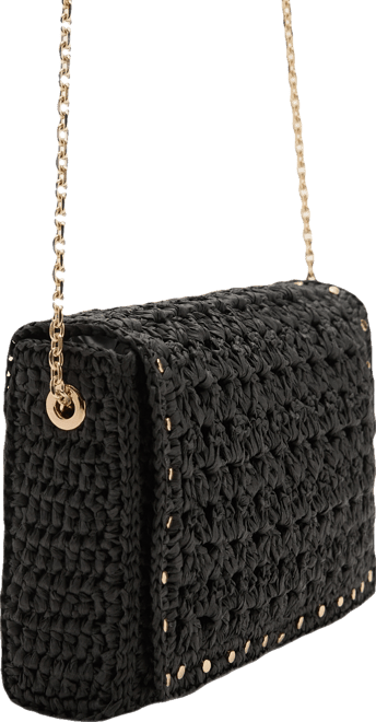 Women's Studs Natural Fiber Shoulder Bag