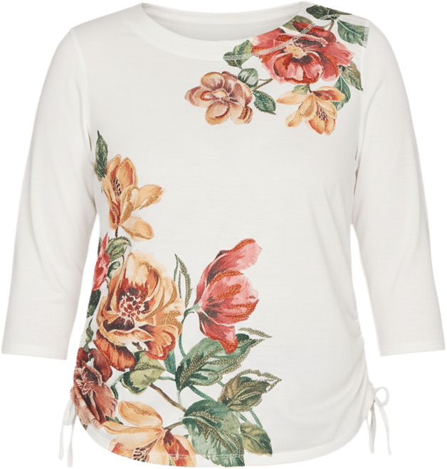 Petite Mount Laurel Asymmetric Floral Side Tie Top