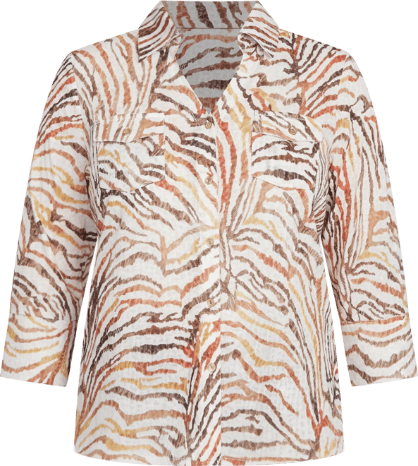 Petite Mount Laurel Animal Burnout Button Front Top