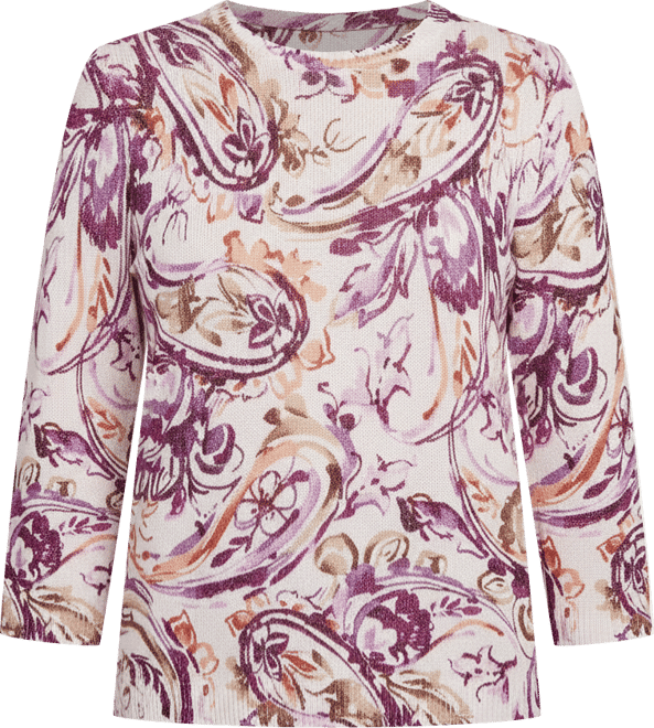 Petite Urban Legend Shimmer Paisley Crew Neck Sweater