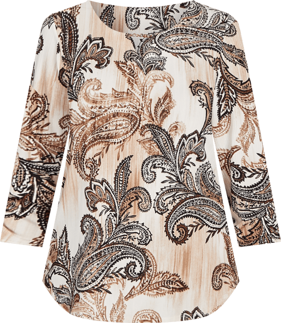 Petite Textured Paisley Ruched Sleeves Top