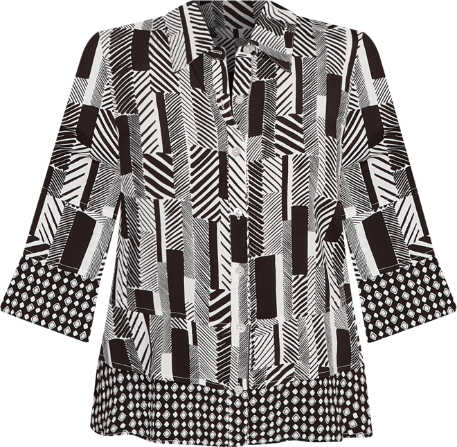 Petite Woven Zebra Button Front Top