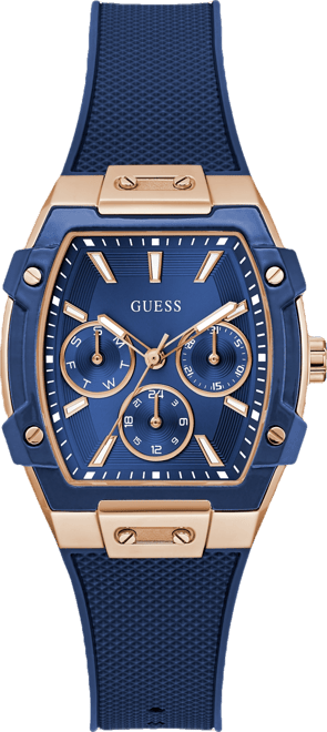 GUESS Women's Blue Rose Gold Tone Multi-function Watch, 35mm Macy's