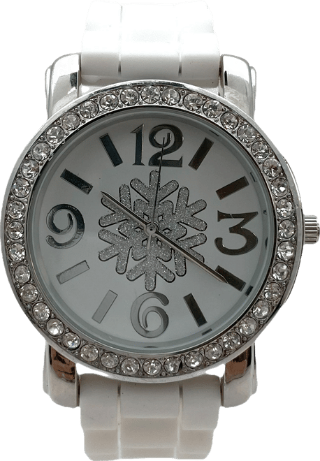 White Merry Christmas Silicone Band Themed Women Watch