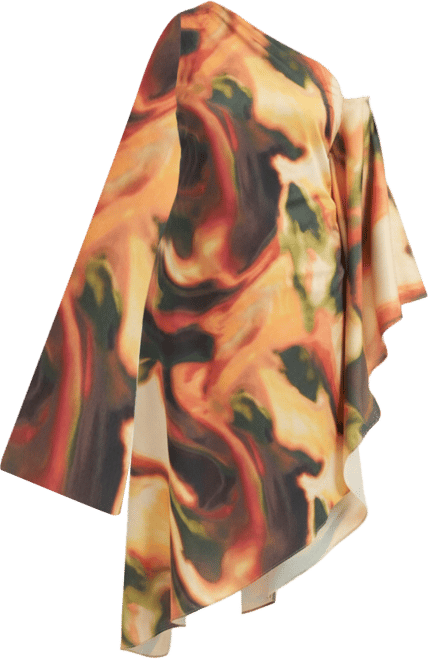 June + Vie Women's Plus Size Asymmetrical One-Sleeve Cape Dress