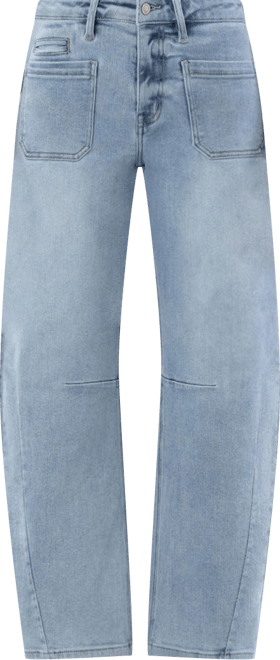 Women's High Rise Patch Pocket Barrel Jeans