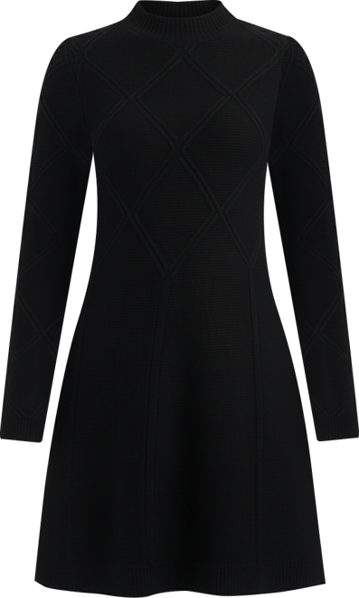 Women's Mock Neck Long Sleeve Flared Dress