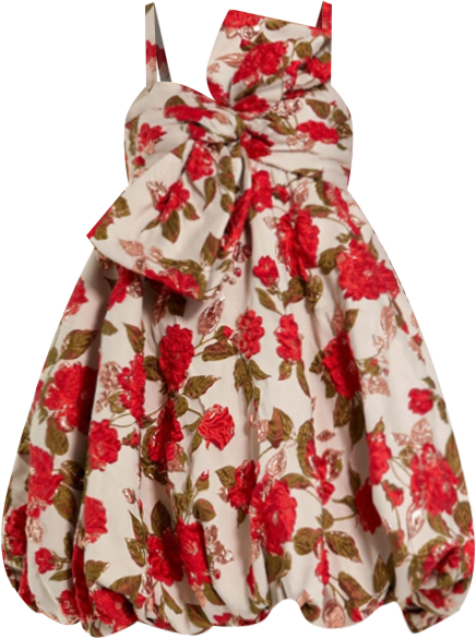 Women's Brocade Thin Strap Puff Mini Dress With Bow