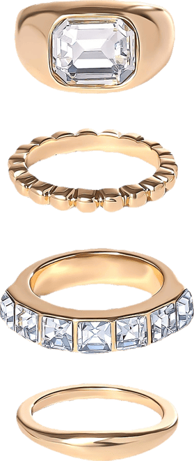 4-Piece Textured Gold-Tone Ring Set
