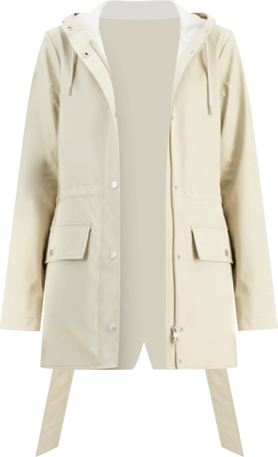 Women's Tie-Waist Snap-Front Hooded Rain Coat