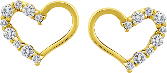 Cubic Zirconia Open Heart Stud Earrings in 18k Rose Gold-Plated Sterling Silver, Macy's Exclusive (Also available in Yellow Gold and Ste