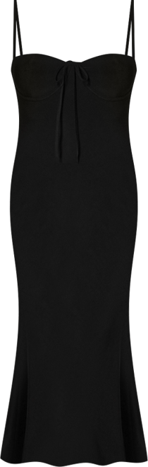 Women's Bow Front Bustier Knit Slip Midi Dress