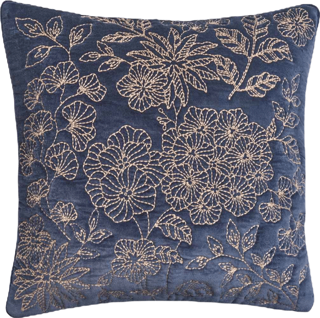 Velvet Botanical Decorative Pillow, 18" x 18"
