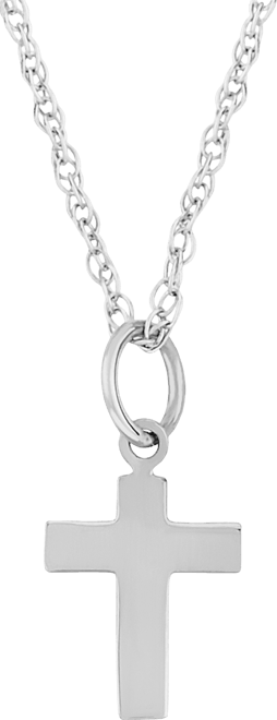 Flat Cross Necklace Set in 14k Gold