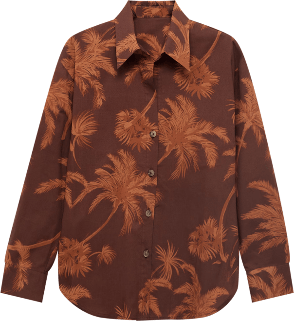 Women's Palm Print Cotton Shirt