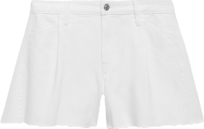 Women's Frayed Hem and Pleats Denim Shorts