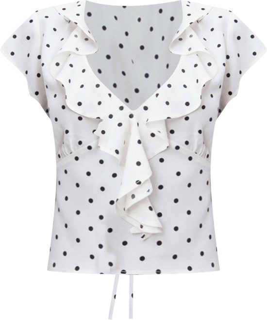Women's Ruffles Polka-Dot Blouse