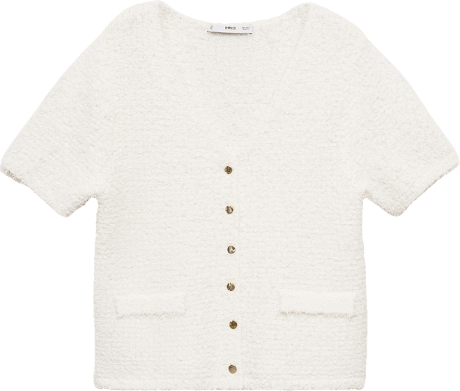 Women's Short-Sleeved Boucle Cardigan