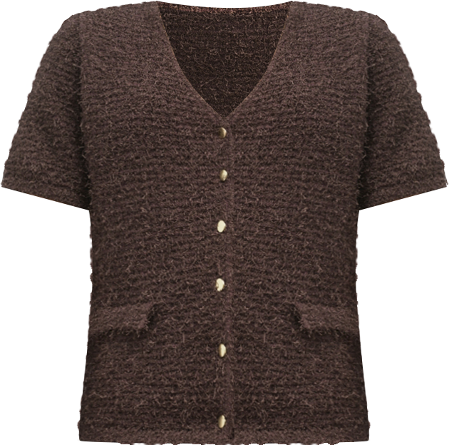 Women's Short-Sleeved Boucle Cardigan